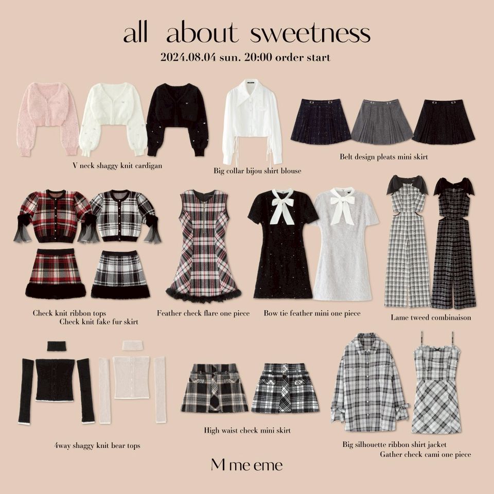 新品 エムミーエメ Check knit ribbon tops & 散らかっ skirt 