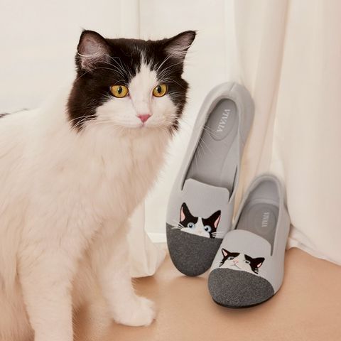 VIVAIA ビバイア アニマルシューズ 猫 VIVAIA/ローファー/41/BLK/アニマル刺繍/パンプキン/ネコ