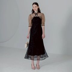 LEJA ブラック ボタン付きロングドレス【タグ付き】 LEJA ブラック ボタン付きロングドレス【タグ付き】 レディース